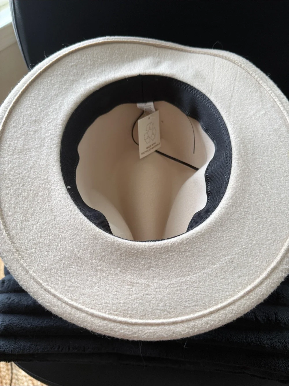 Cost Plus World Market Cream Felt Fedora with Studded Band